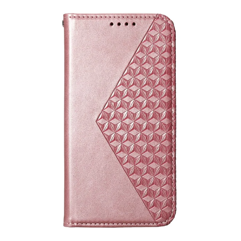 For Samsung Galaxy A35 5G Case Splicing Rhombus PU Leather+TPU Wallet Cover - Rose Gold