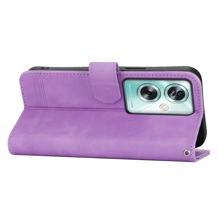 DIERFENG DF-03 Para Oppo A79 5G / A2 5G Capa Linhas Impressas Flip Wallet Phone Stand Case - Roxo