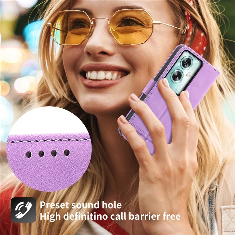 DIERFENG DF-03 Para Oppo A79 5G / A2 5G Capa Linhas Impressas Flip Wallet Phone Stand Case - Roxo