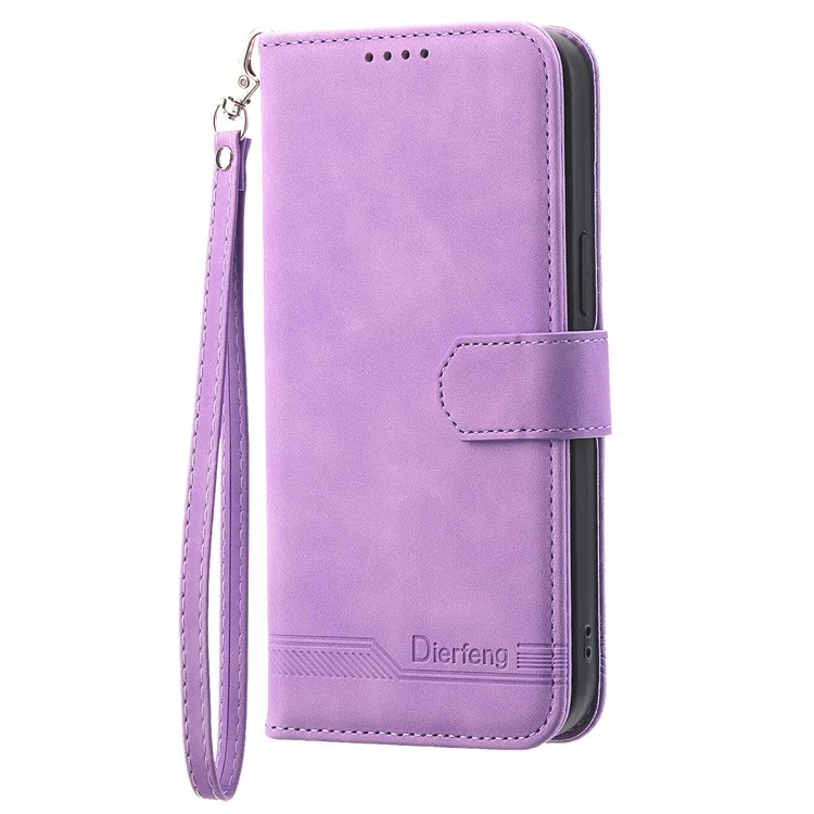 DIERFENG DF-03 Para Oppo A79 5G / A2 5G Capa Linhas Impressas Flip Wallet Phone Stand Case - Roxo