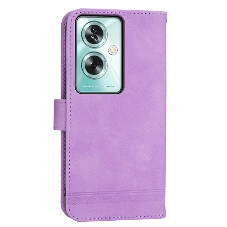 DIERFENG DF-03 Para Oppo A79 5G / A2 5G Capa Linhas Impressas Flip Wallet Phone Stand Case - Roxo