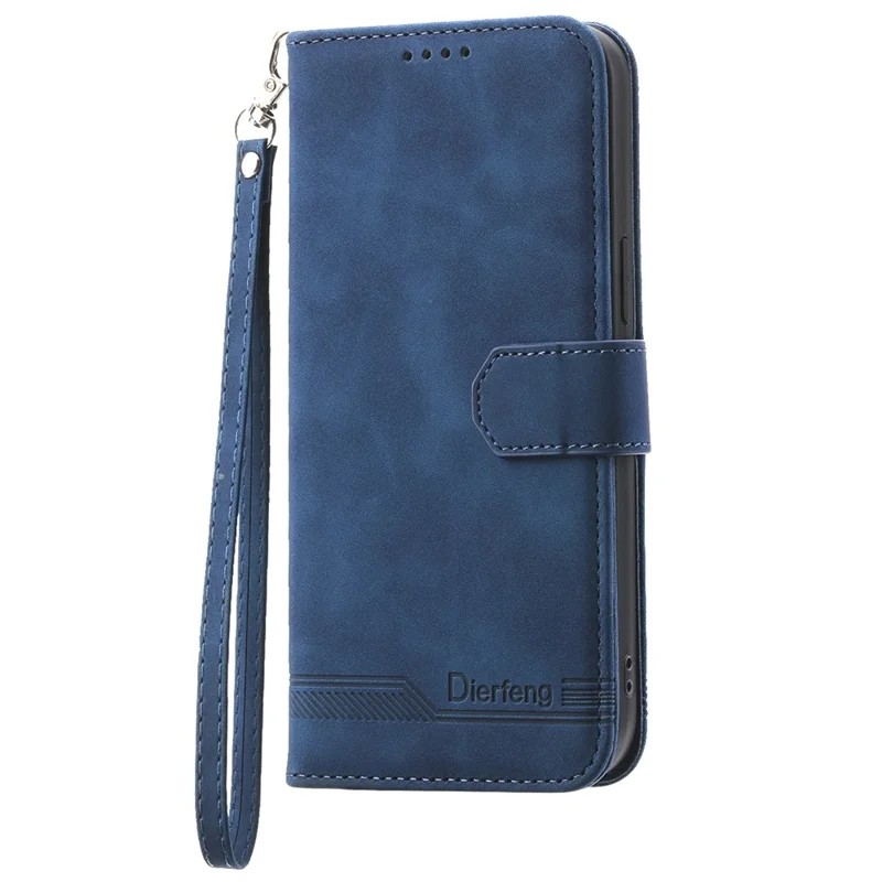 DIERFENG DF-03 For Oppo A79 5G / A2 5G Cover Lines Imprinted Flip Wallet Phone Stand Case - Blue