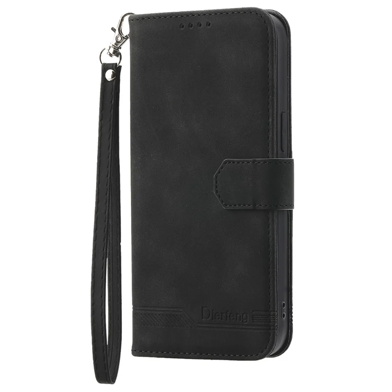DIERFENG DF-03 For Oppo A79 5G / A2 5G Cover Lines Imprinted Flip Wallet Phone Stand Case - Black