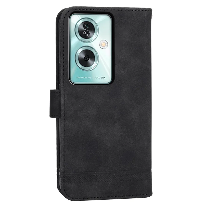 DIERFENG DF-03 For Oppo A79 5G / A2 5G Cover Lines Imprinted Flip Wallet Phone Stand Case - Black