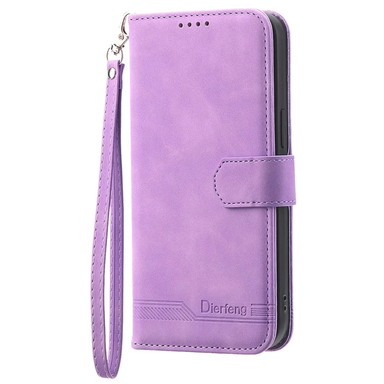 DIERFENG DF-03 Pour Samsung Galaxy A35 5G Case PU Cuir Lignes Imprimées Téléphone Support Couvercle - Violet
