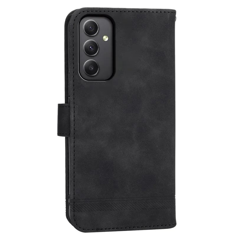 DIERFENG DF-03 For Samsung Galaxy A35 5G Case PU Leather Lines Imprinted Phone Stand Cover - Black