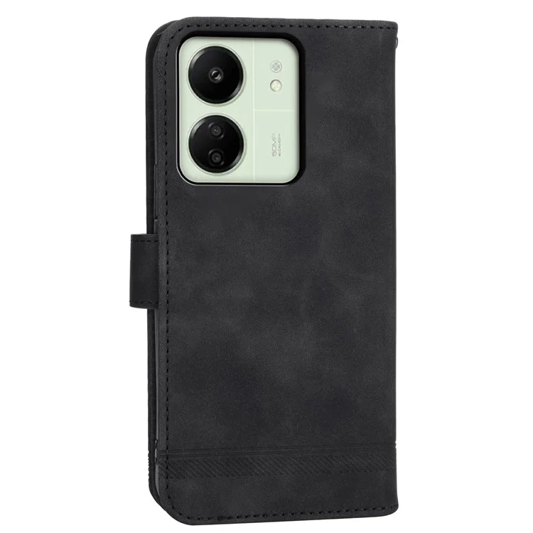 DIERFENG DF-03 für Xiaomi Redmi 13C 4G / 13C 5G / Poco C65 4G / Poco M6 5G / 13R 5G Hülle PU-Leder Flip Kartenfach Smartphone Cover - Schwarz