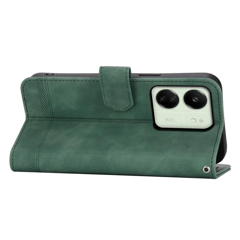 DIERFENG DF-03 For Xiaomi Redmi 13C 4G / 13C 5G / Poco C65 4G / Poco M6 5G / 13R 5G Case PU Leather Flip Card Holder Smartphone Cover - Green