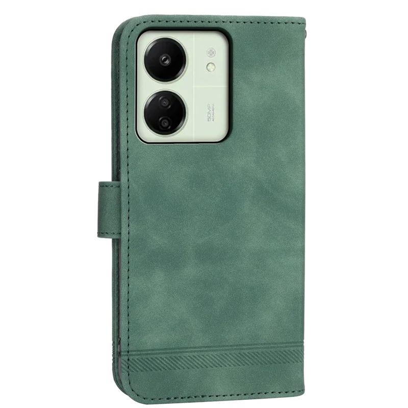 DIERFENG DF-03 For Xiaomi Redmi 13C 4G / 13C 5G / Poco C65 4G / Poco M6 5G / 13R 5G Case PU Leather Flip Card Holder Smartphone Cover - Green