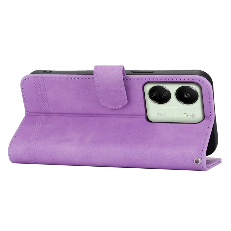 DIERFENG DF-03 For Xiaomi Redmi 13C 4G / 13C 5G / Poco C65 4G / Poco M6 5G / 13R 5G Case PU Leather Flip Card Holder Smartphone Cover - Purple