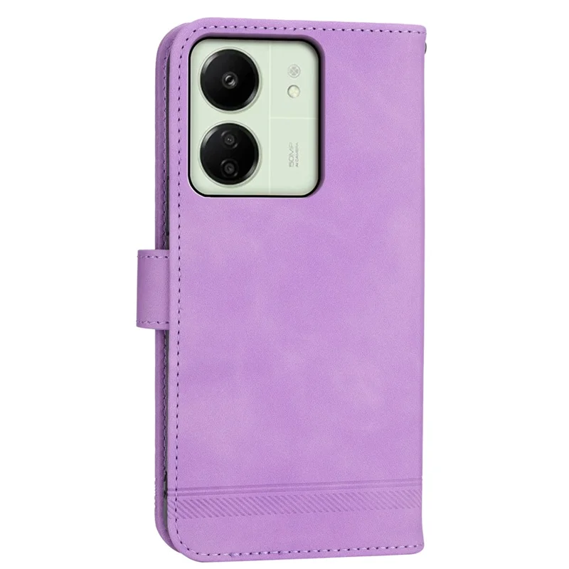 DIERFENG DF-03 For Xiaomi Redmi 13C 4G / 13C 5G / Poco C65 4G / Poco M6 5G / 13R 5G Case PU Leather Flip Card Holder Smartphone Cover - Purple