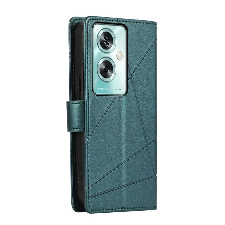 DF-06 Per Oppo A79 5G / A2 5G Custodia Stampata a Linee Antiurto in Pelle - Verde