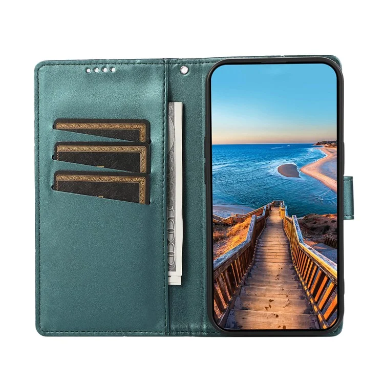 DF-06 Per Oppo A79 5G / A2 5G Custodia Stampata a Linee Antiurto in Pelle - Verde