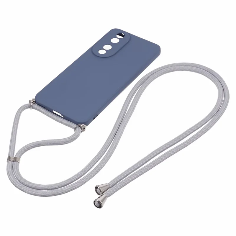 For Honor 90 Cell Phone Case TPU Fiber Inner Lining Protective Cover with Lanyard - Lavender Grey