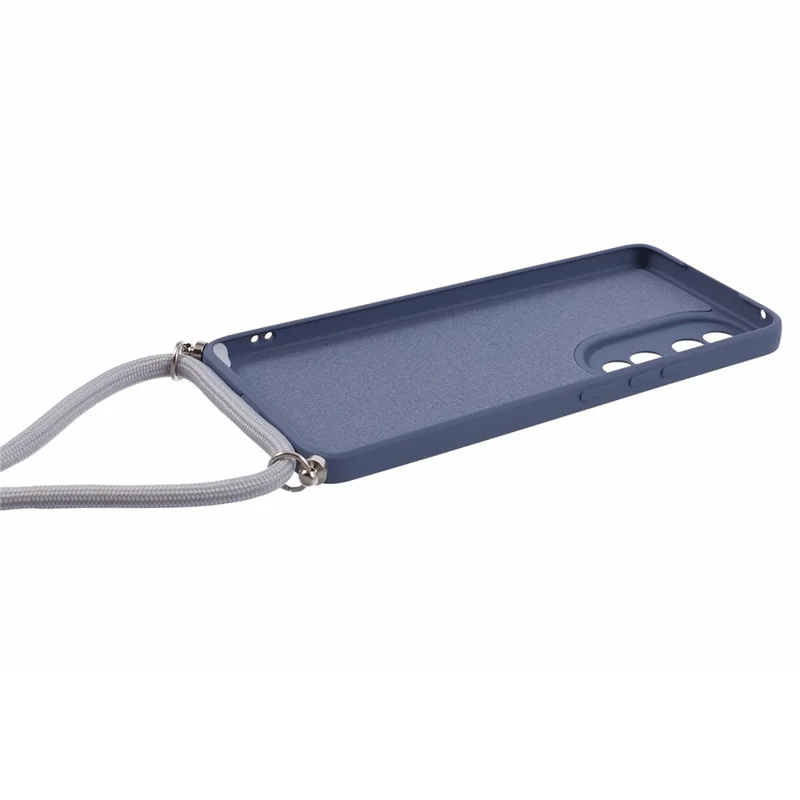 For Honor 90 Cell Phone Case TPU Fiber Inner Lining Protective Cover with Lanyard - Lavender Grey