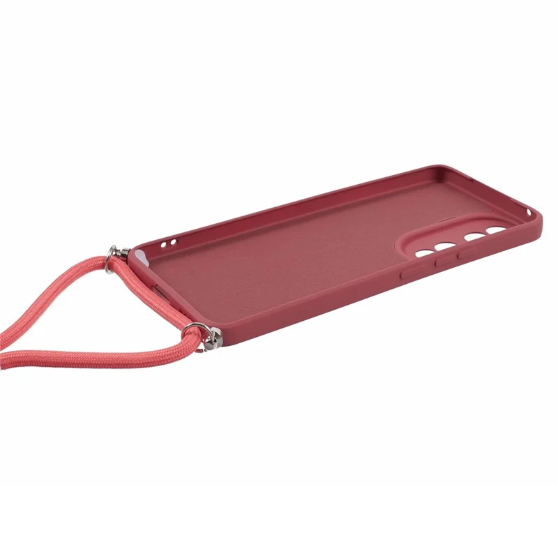 For Honor 90 Cell Phone Case TPU Fiber Inner Lining Protective Cover with Lanyard - Hawthorn Red