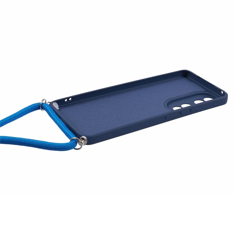 For Honor 90 Cell Phone Case TPU Fiber Inner Lining Protective Cover with Lanyard - Sapphire