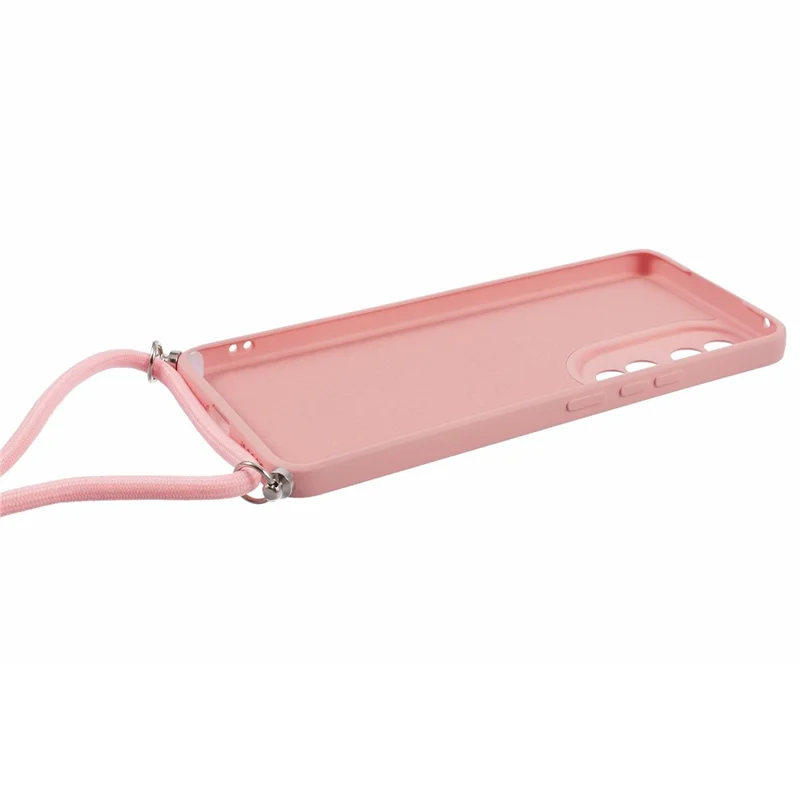 For Honor 90 Cell Phone Case TPU Fiber Inner Lining Protective Cover with Lanyard - Pink