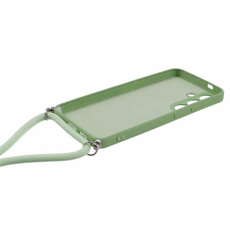 For Samsung Galaxy S24 Case with Lanyard TPU Fiber Inner Lining Protective Cover - Matcha Green