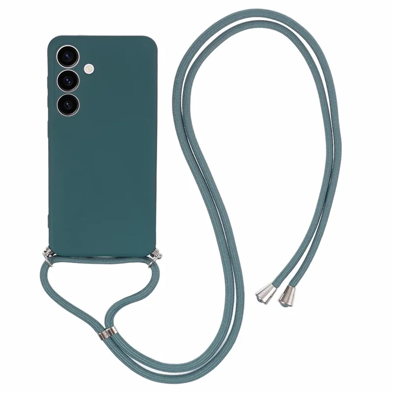 For Samsung Galaxy S24 Case with Lanyard TPU Fiber Inner Lining Protective Cover - Army Green