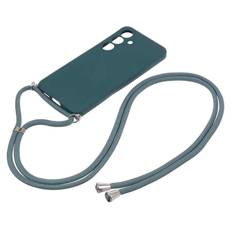 For Samsung Galaxy S24 Case with Lanyard TPU Fiber Inner Lining Protective Cover - Army Green