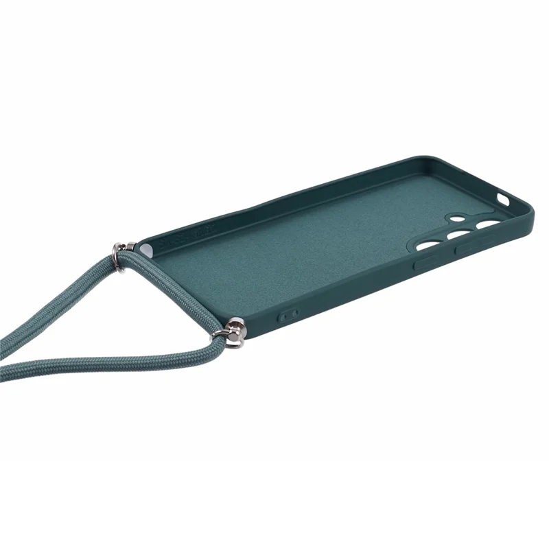 For Samsung Galaxy S24 Case with Lanyard TPU Fiber Inner Lining Protective Cover - Army Green