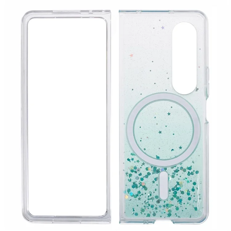 JTW Series For Samsung Galaxy Z Fold4 5G Case Compatible with MagSafe Sparkle Epoxy TPU+Acrylic Protective Cover - Green
