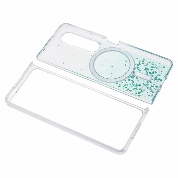 JTW Series For Samsung Galaxy Z Fold4 5G Case Compatible with MagSafe Sparkle Epoxy TPU+Acrylic Protective Cover - Green