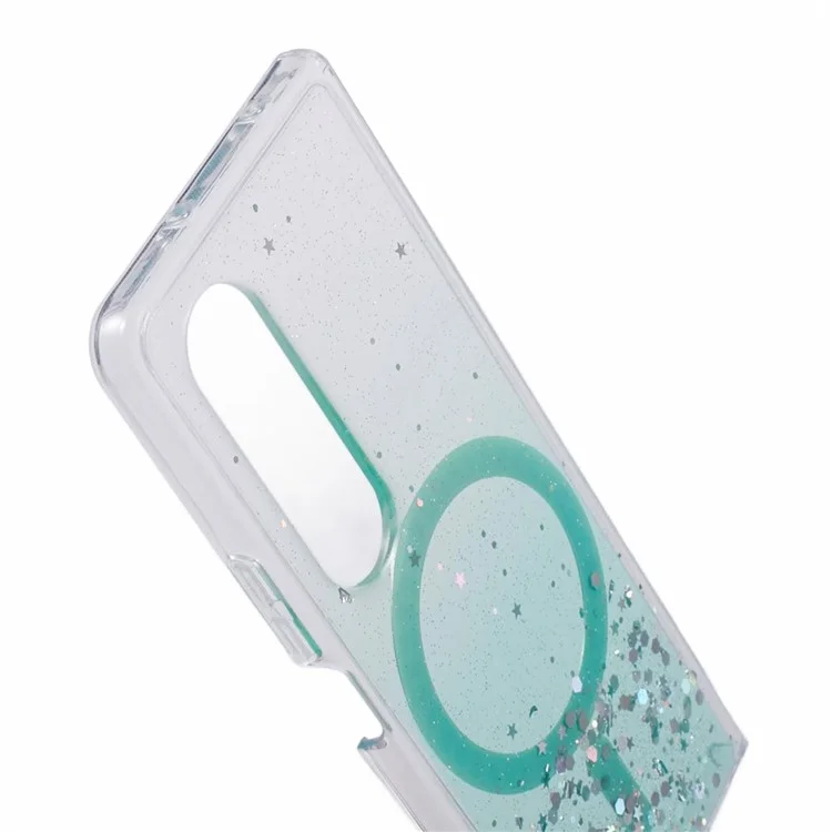 JTW Series For Samsung Galaxy Z Fold4 5G Case Compatible with MagSafe Sparkle Epoxy TPU+Acrylic Protective Cover - Green