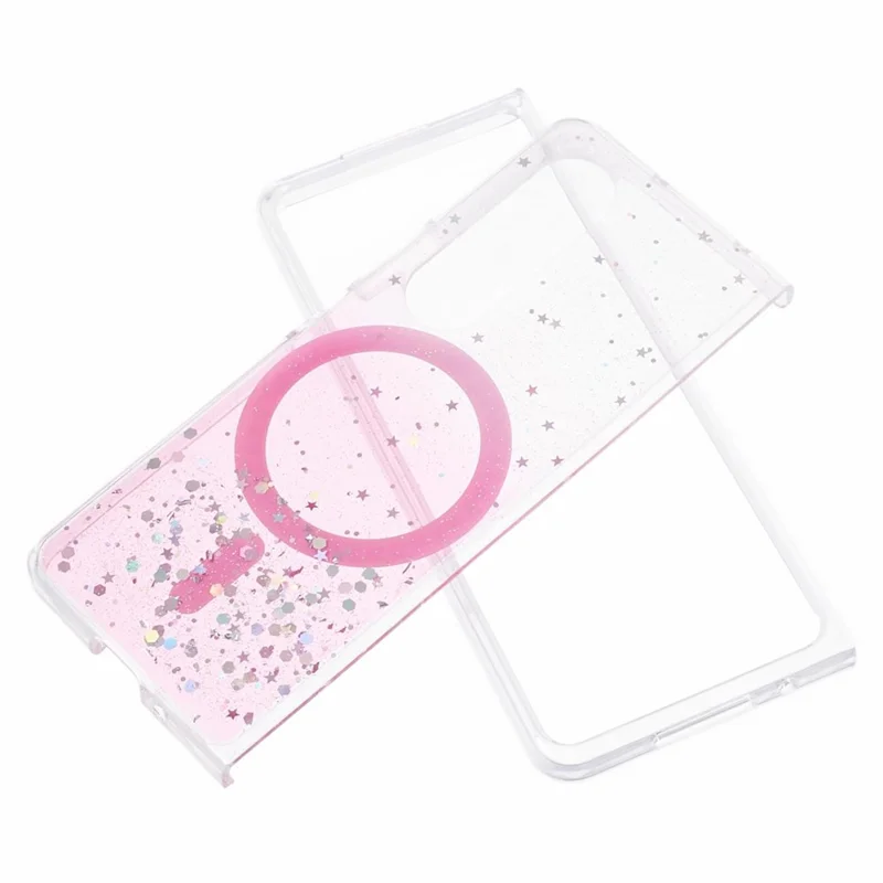 JTW Series For Samsung Galaxy Z Fold4 5G Magnetic Case Sparkle Epoxy TPU+Acrylic Protective Cover - Pink