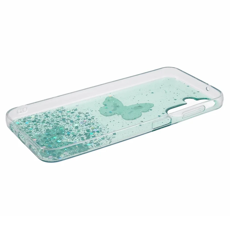 For Samsung Galaxy A54 5G Case AW Series TPU+PVC Butterfly Decor Sparkle Epoxy Cover - Green