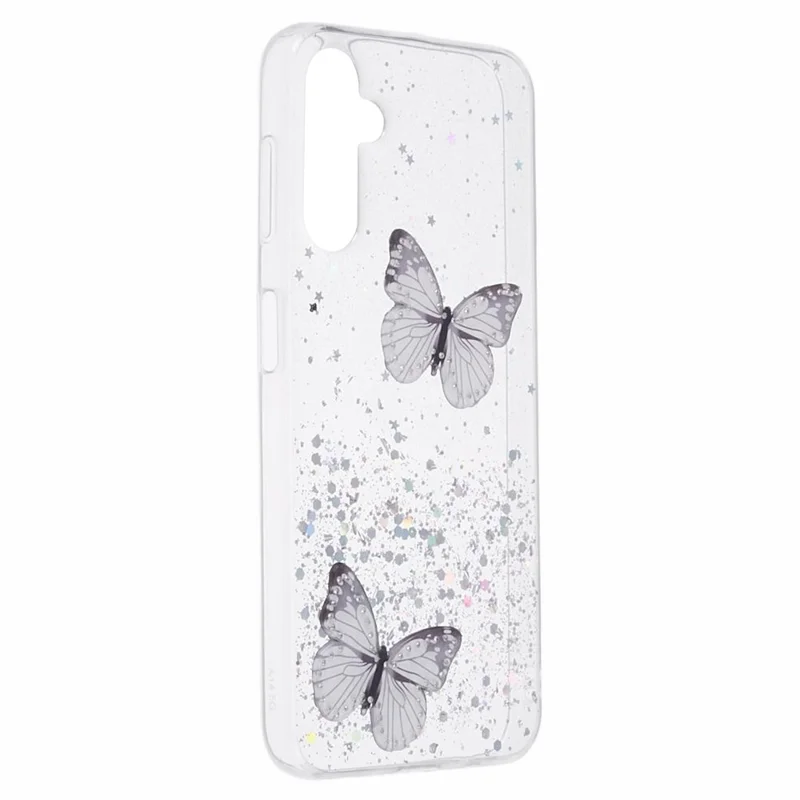 For Samsung Galaxy A14 4G / 5G Case AW Series Epoxy Butterfly Decor TPU+PVC Shockproof Cover - White