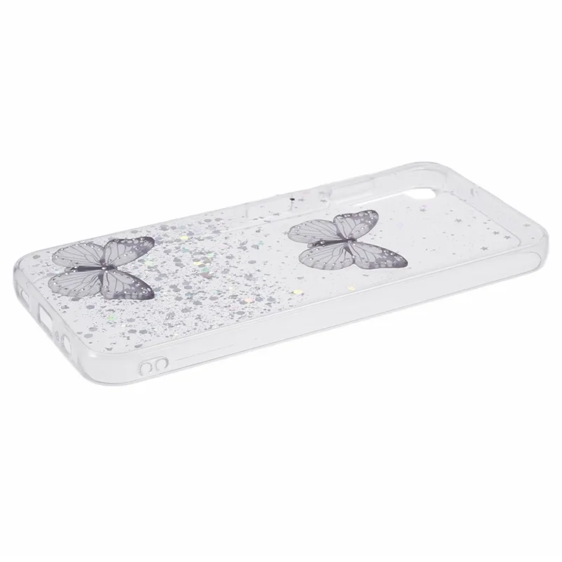 For Samsung Galaxy A14 4G / 5G Case AW Series Epoxy Butterfly Decor TPU+PVC Shockproof Cover - White