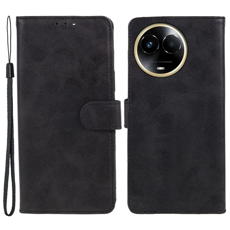 Para Realme 11 5G (Global) / 11x 5G Funda de teléfono móvil Cierre magnético Funda de cuero sintético de billetera - Negro
