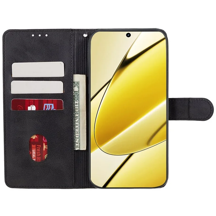 Para Realme 11 5G (Global) / 11x 5G Funda de teléfono móvil Cierre magnético Funda de cuero sintético de billetera - Negro