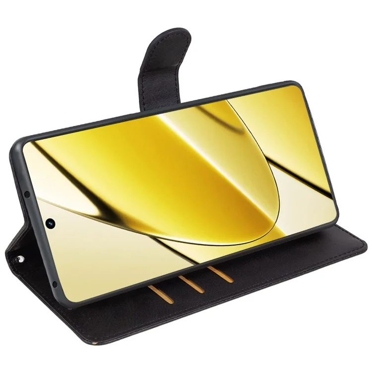 Para Realme 11 5G (Global) / 11x 5G Funda de teléfono móvil Cierre magnético Funda de cuero sintético de billetera - Negro