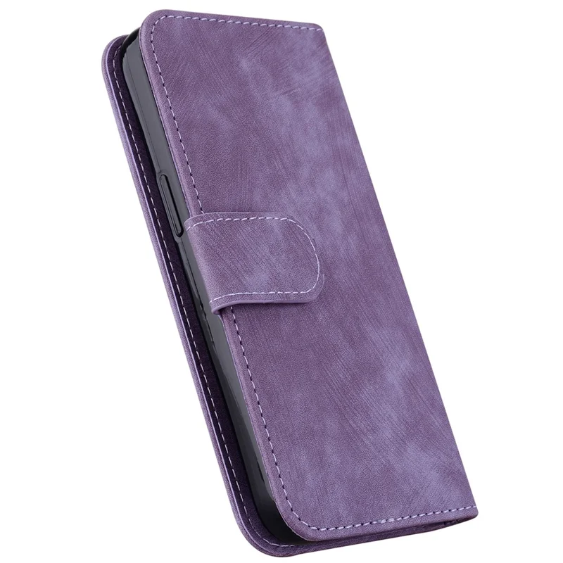 For Motorola Edge 40 Neo 5G Cell Phone Case Lovely Tiger Imprinted PU Leather Flip Cover - Purple