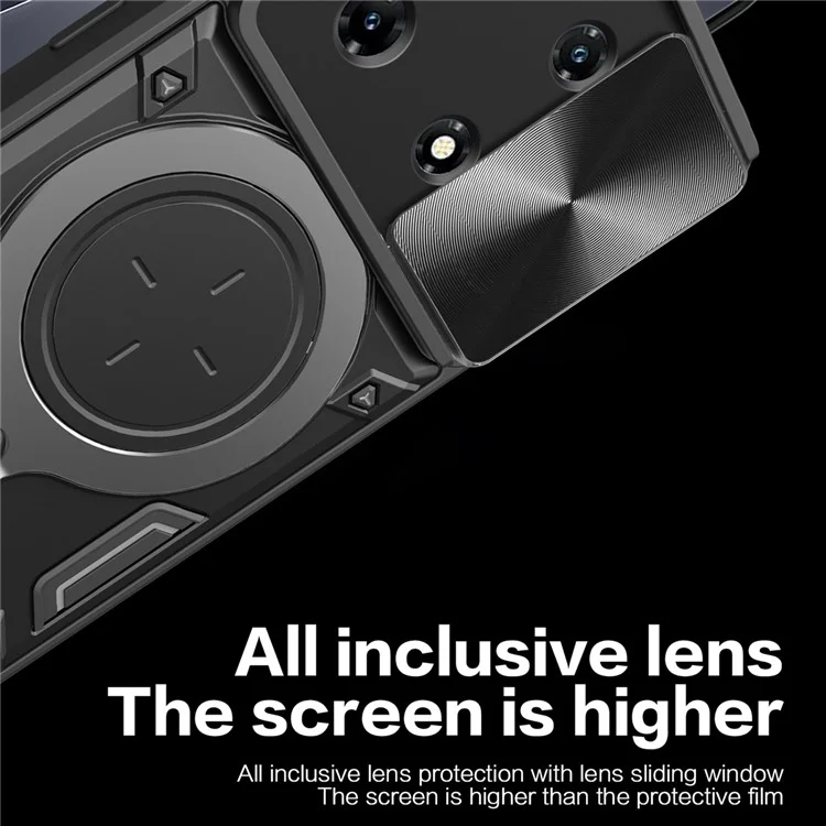 Pour Infinix Note 30 Pro 4G Étui Glissière Couvercle Caméra Béquille Anti-Dérapante Coque de Téléphone - Noir