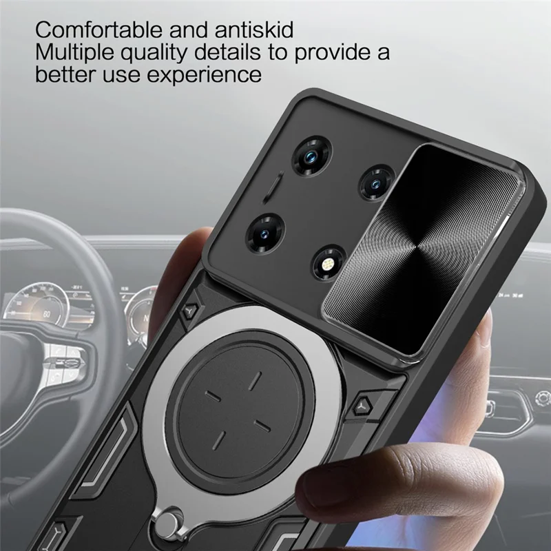 For Infinix Note 30 Pro 4G Case Slide Camera Lid Kickstand Anti-Slip Phone Cover - Red