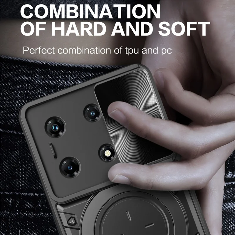 For Infinix Note 30 Pro 4G Case Slide Camera Lid Kickstand Anti-Slip Phone Cover - Red