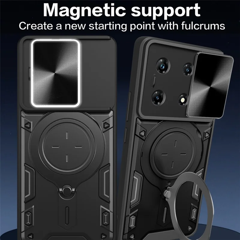 For Infinix Note 30 Pro 4G Case Slide Camera Lid Kickstand Anti-Slip Phone Cover - Red