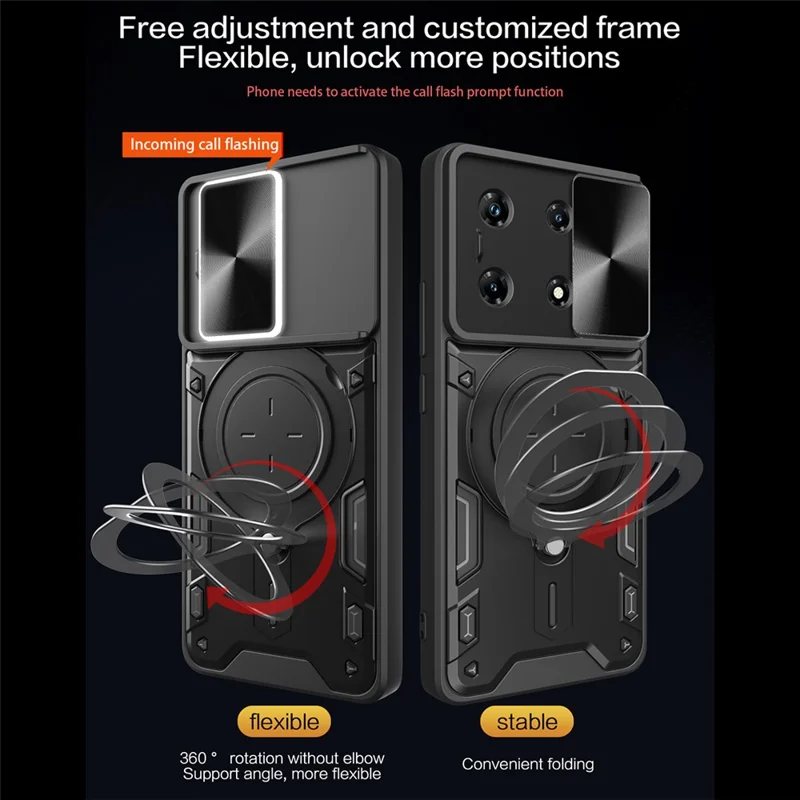 For Infinix Note 30 Pro 4G Case Slide Camera Lid Kickstand Anti-Slip Phone Cover - Red