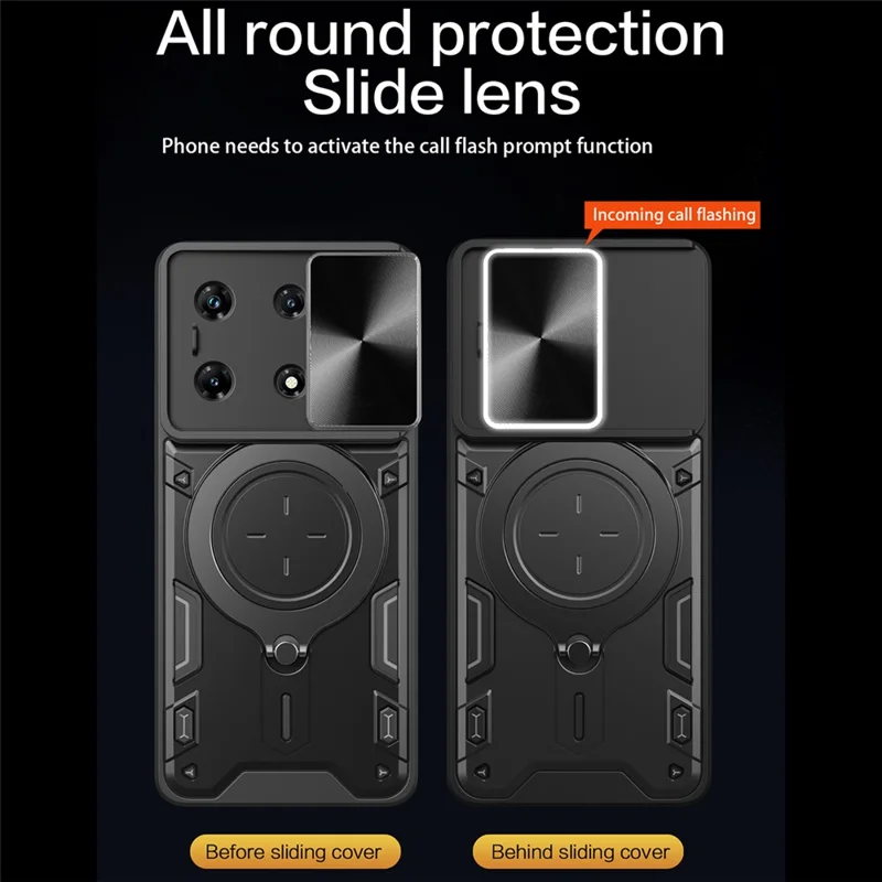 For Infinix Note 30 Pro 4G Case Slide Camera Lid Kickstand Anti-Slip Phone Cover - Red