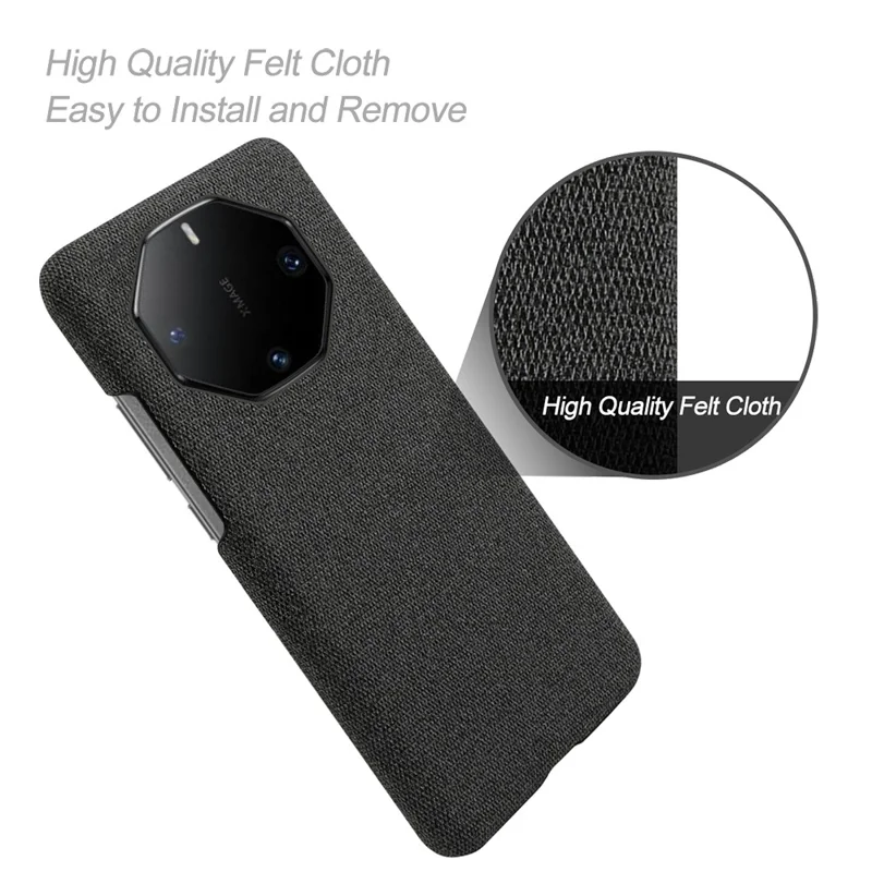 For Huawei Mate 60 RS Ultimate Phone Case Cloth+PC Cushion Cover - Black