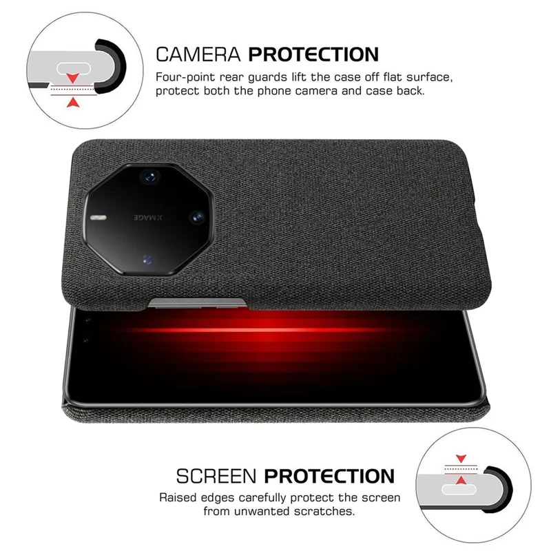 For Huawei Mate 60 RS Ultimate Phone Case Cloth+PC Cushion Cover - Black