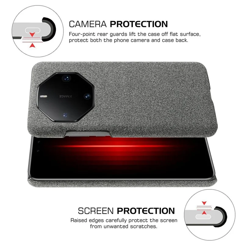 For Huawei Mate 60 RS Ultimate Phone Case Cloth+PC Cushion Cover - Grey