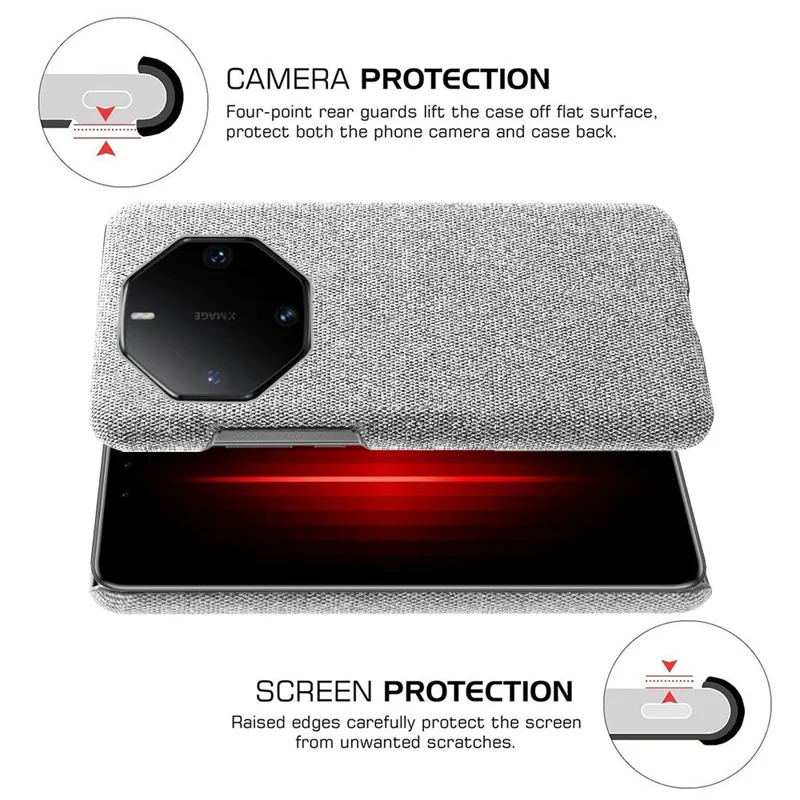 For Huawei Mate 60 RS Ultimate Phone Case Cloth+PC Cushion Cover - Light Grey