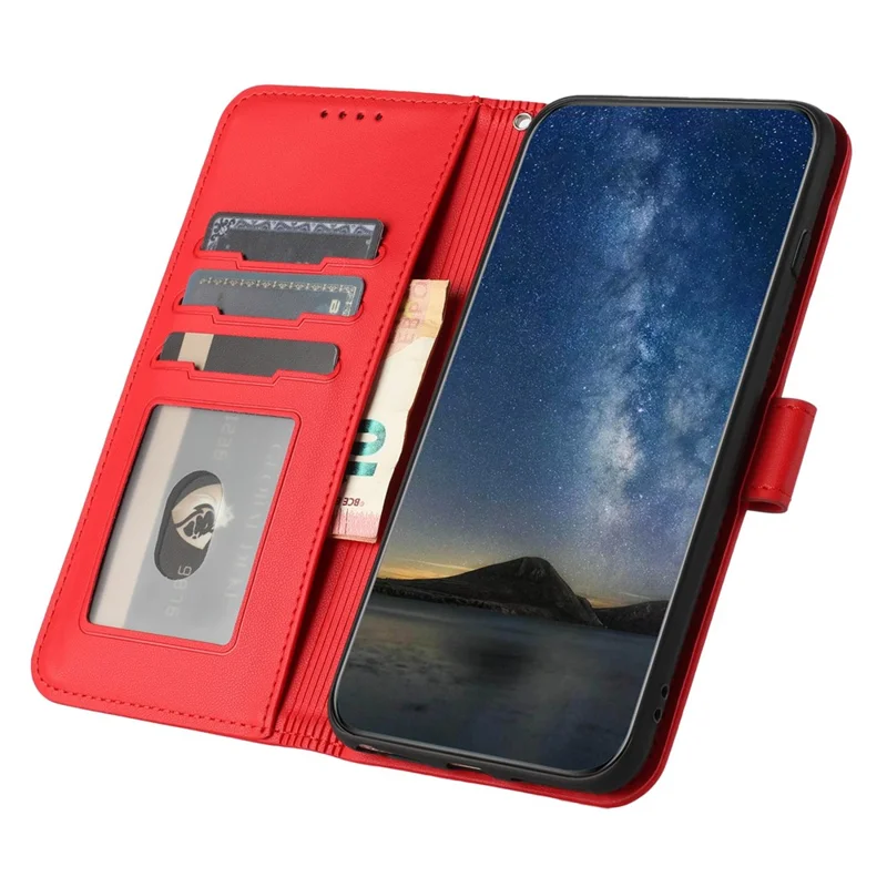 For Samsung Galaxy S24 Ultra Phone Cases Mandala Flower Leather Wallet Mobile Cover with Strap - Red