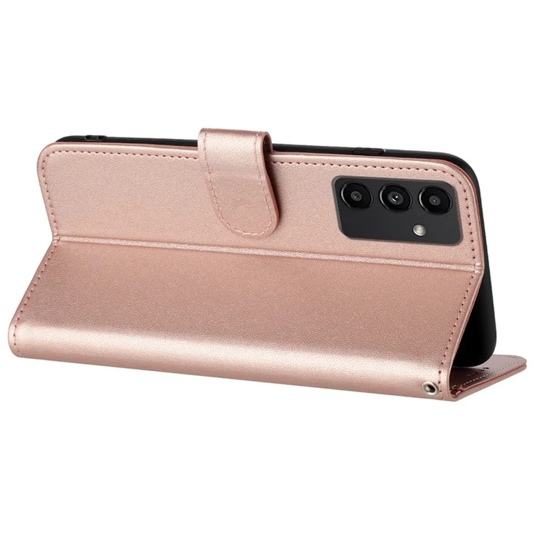 For Samsung Galaxy S24 Phone Cases Mandala Flower Leather Wallet Mobile Cover with Strap - Rose Gold