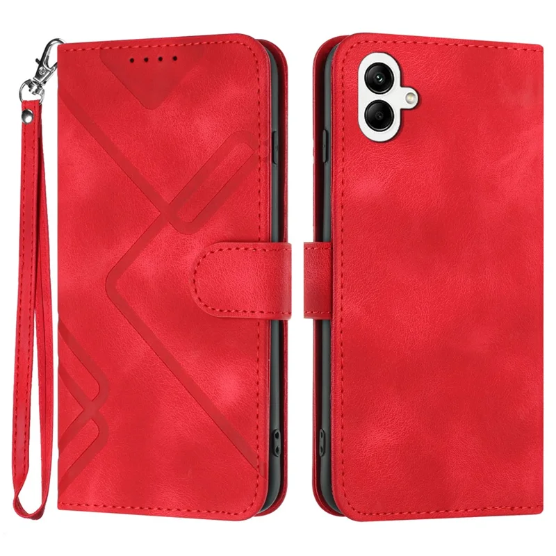 YX0040 For Samsung Galaxy A05 4G Case Stand Wallet Imprinted Phone Cover - Red